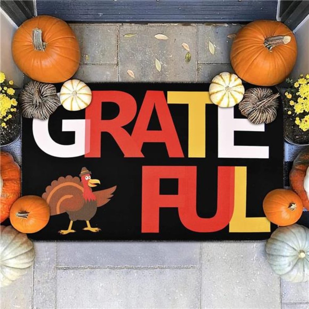 Thanksgiving Area Rug, Turkey Outdoor & Bathroom Floor Mat18 x 30 Inch